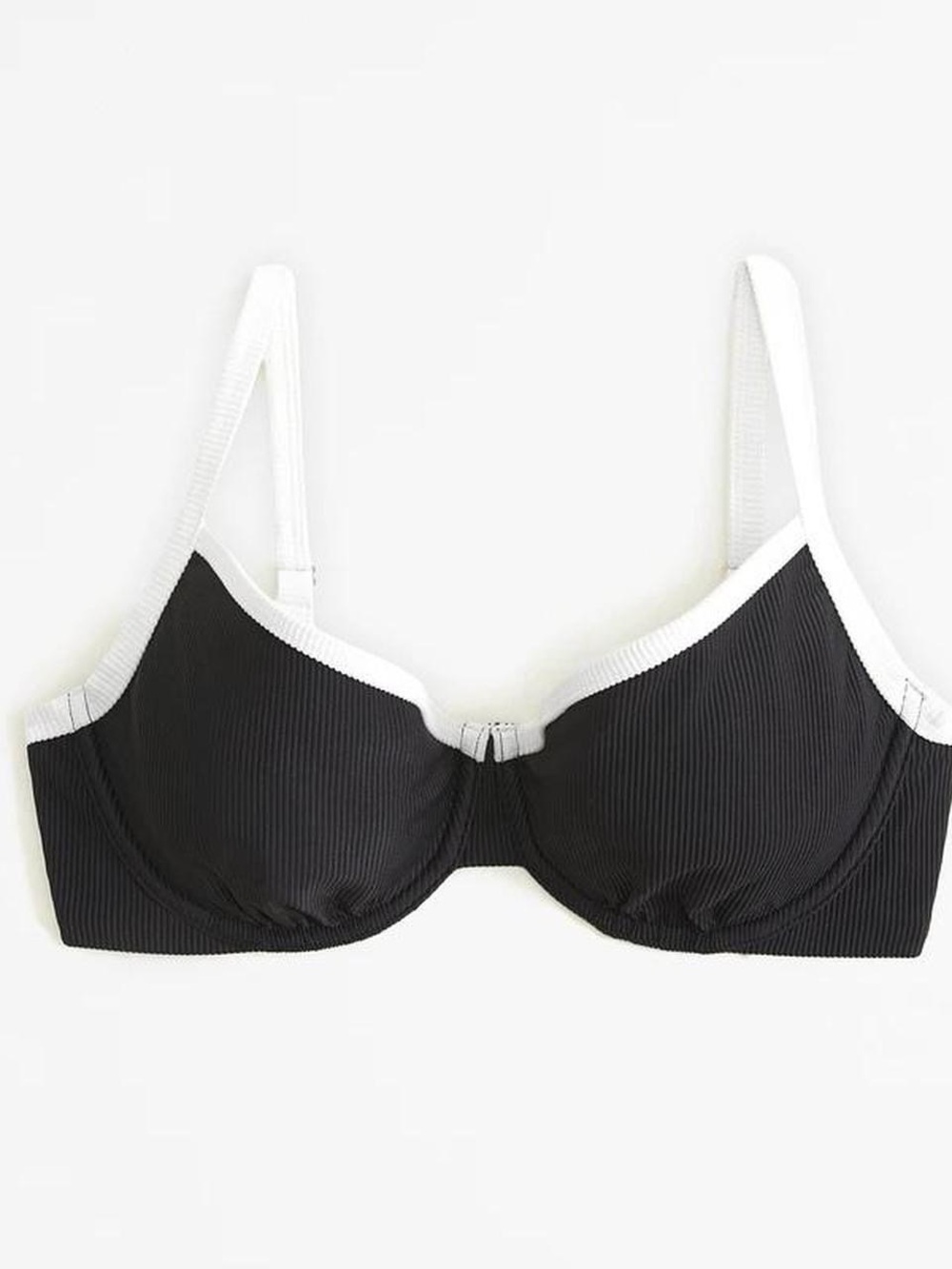 Abercrombie & Fitch Black Bikini Top with White Trim